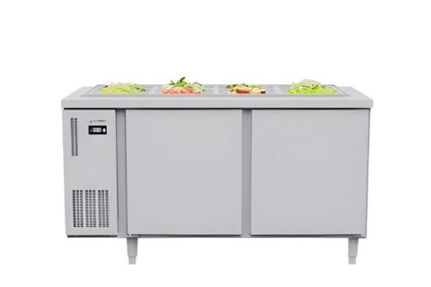 Tủ bàn salad Icymax 2 cánh inox 1500x750 ISR-2S157