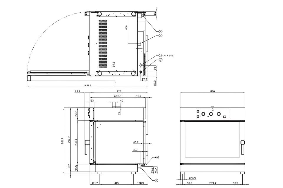 Lò nướng hấp đối lưu 6 khay GN 1/1 Lotus TL006-DTE
